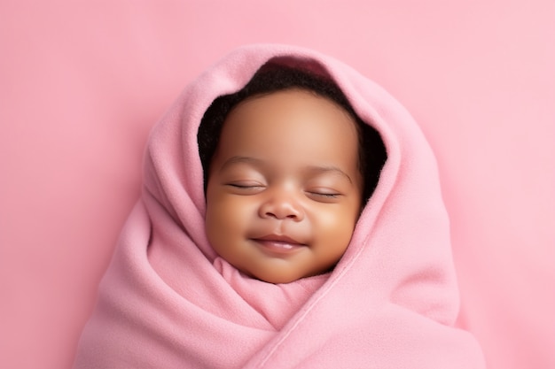 Foto gratuita un primer plano del bebé recién nacido durmiendo