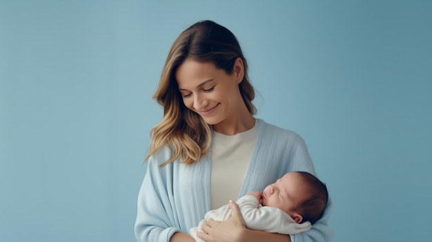 Foto gratuita primer plano del bebé recién nacido con su madre