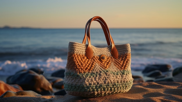 Un primer plano de una bolsa de punto en la naturaleza