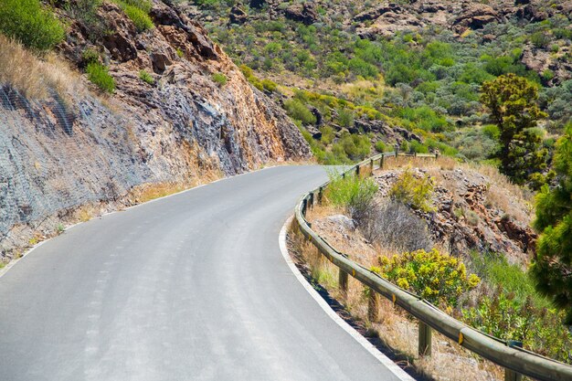 Primer plano de una carretera en una zona rocosa