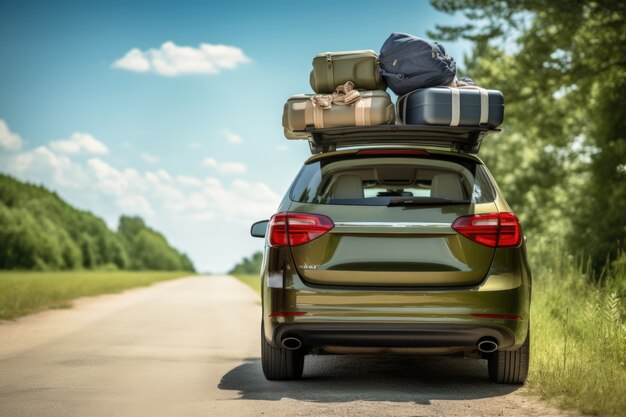 Primer plano en el coche lleno para viajar