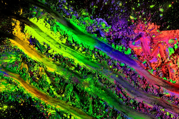 Foto gratuito primer plano de un color holi manchado colorido brillante