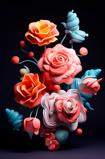 Foto gratuita primer plano de un colorido ramo de rosas