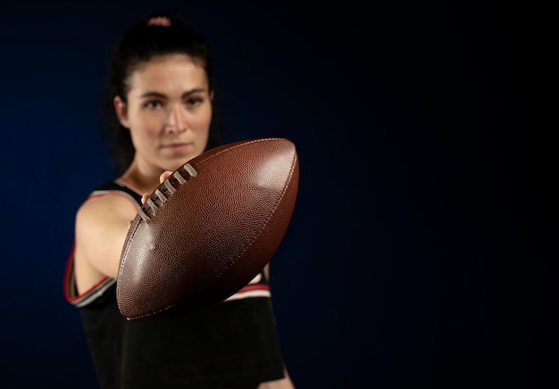 Primer plano de composición de pelota de rugby