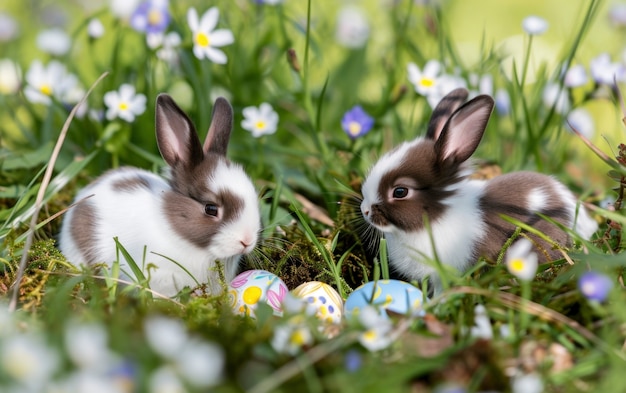 Foto gratuita un primer plano de los conejitos de pascua