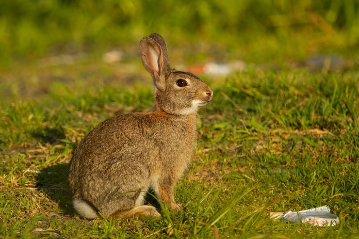 Foto gratuito primer plano de conejo europeo en la pradera