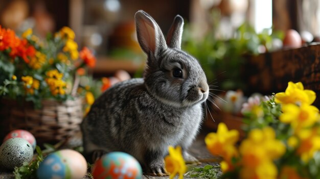 Un primer plano en el conejo de Pascua