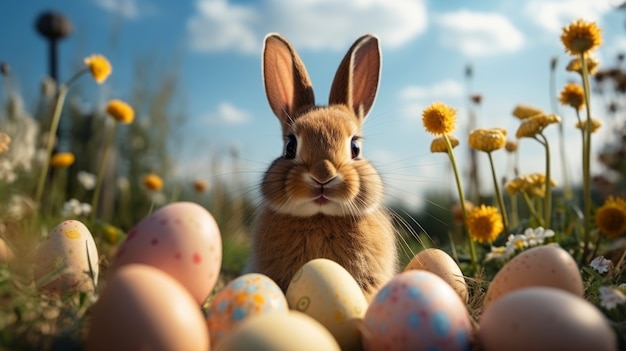 Foto gratuita un primer plano en el conejo de pascua