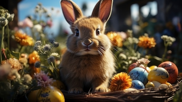 Foto gratuita un primer plano en el conejo de pascua