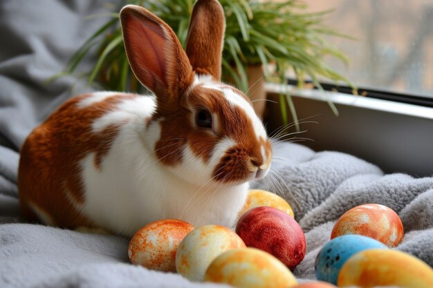 Un primer plano en el conejo de Pascua