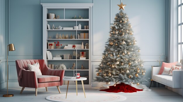 Un primer plano de la decoración interior de Navidad