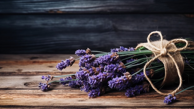 Un primer plano del delicado ramo de lavanda