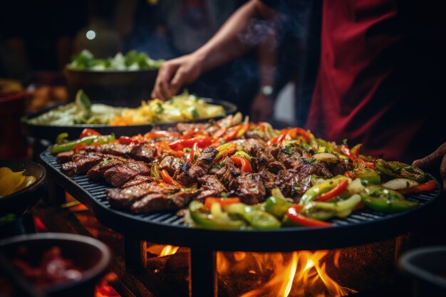 Un primer plano de la deliciosa barbacoa mexicana