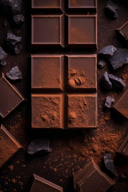 Un primer plano de la deliciosa barra de chocolate