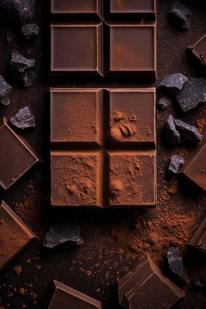 Un primer plano de la deliciosa barra de chocolate