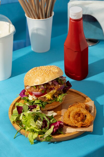 Primer plano de una deliciosa comida rápida