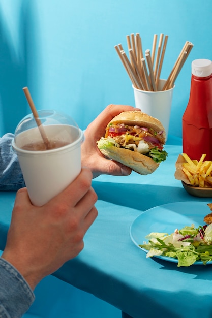 Foto gratuita primer plano de una deliciosa comida rápida