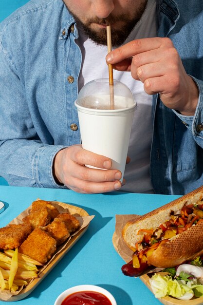 Primer plano de una deliciosa comida rápida