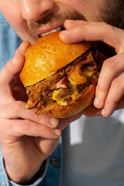 Primer plano de una deliciosa comida rápida