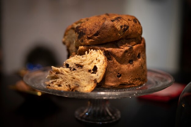 Primer plano delicioso panettone