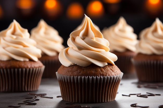 Foto gratuita primer plano de deliciosos cupcakes