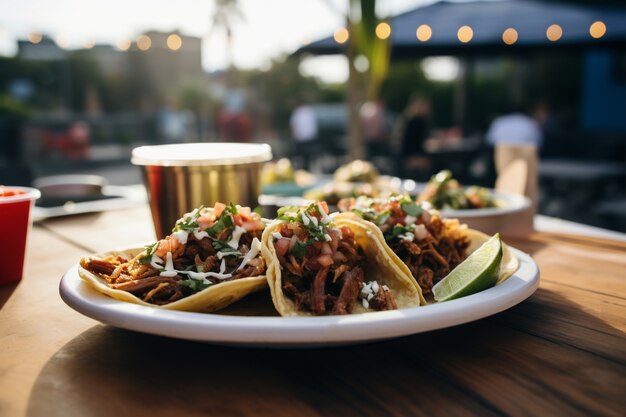 Primer plano de deliciosos tacos