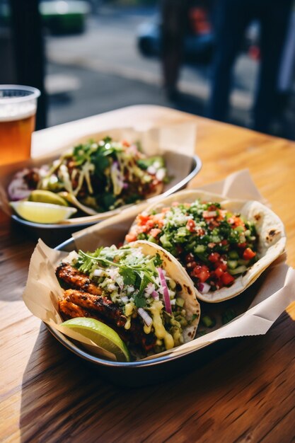 Primer plano de deliciosos tacos