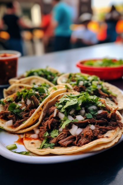 Foto gratuita primer plano de deliciosos tacos