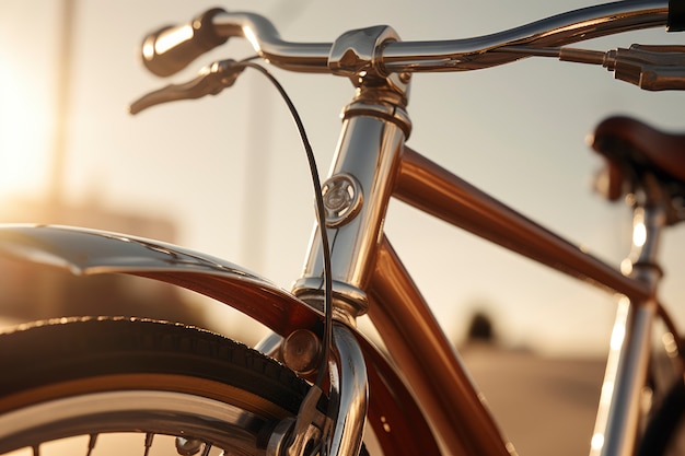 Primer plano de detalles y piezas de bicicletas.