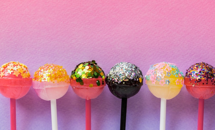 Foto gratuito primer plano de diferentes lollipop flovoured