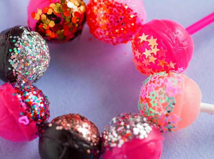 Foto gratuito primer plano de diferentes lollipop flovoured