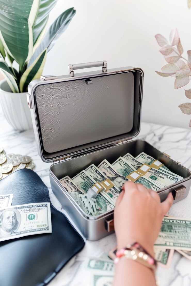 Foto gratuito un primer plano del dinero guardado para ahorros