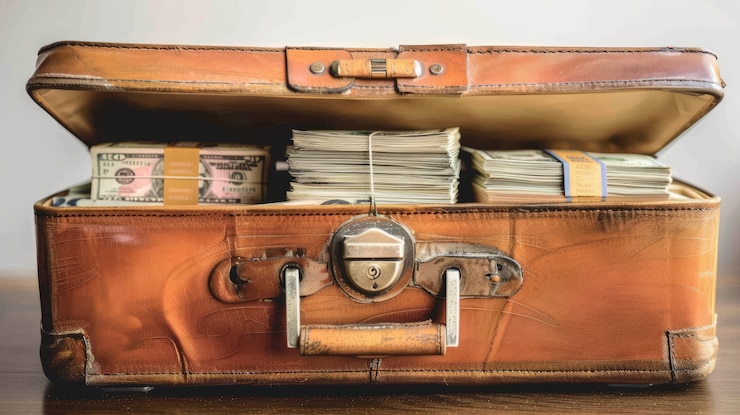 Foto gratuito un primer plano del dinero guardado para ahorros
