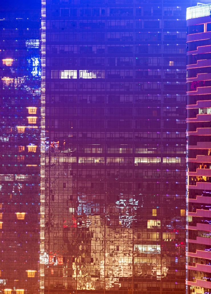 Foto gratuito primer plano de edificios de oficina moderna, shanghai