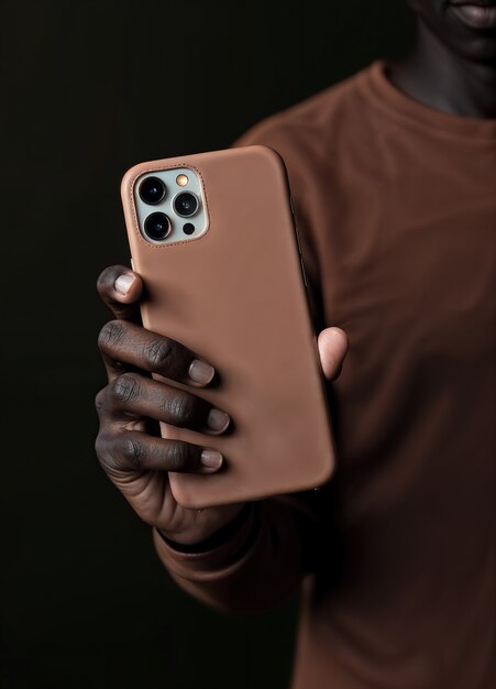 Un primer plano de la elegante funda del teléfono