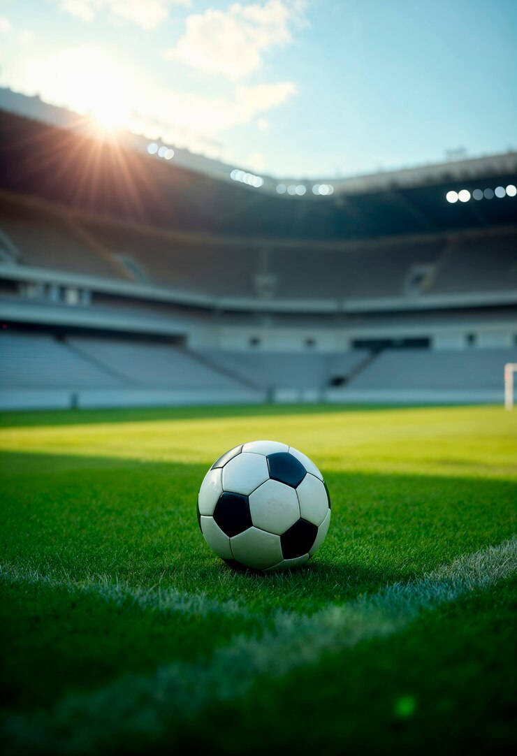 Foto gratuito un primer plano del entorno deportivo con una pelota de fútbol