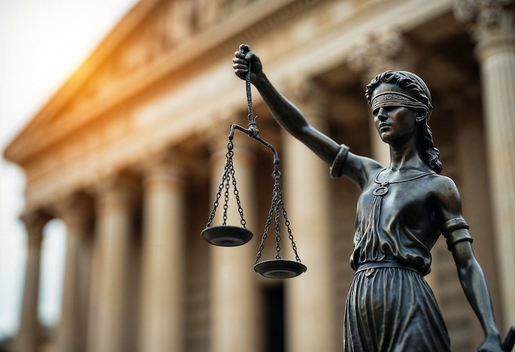 Foto gratuito un primer plano de la estatua de la justicia
