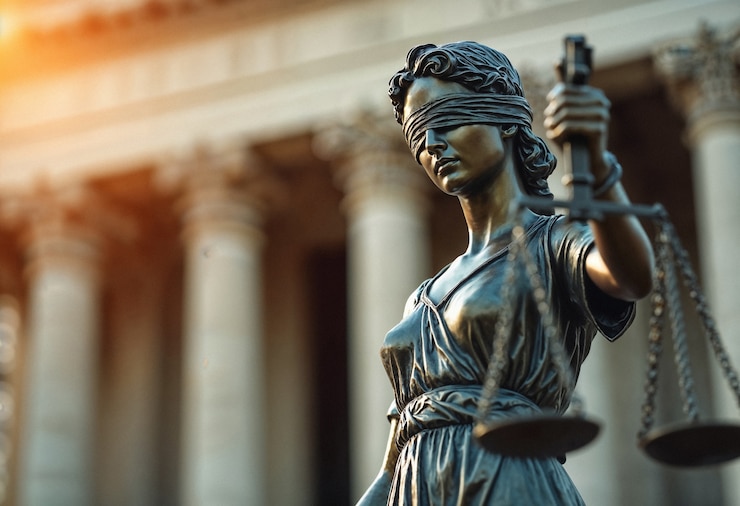 Foto gratuito un primer plano de la estatua de la justicia