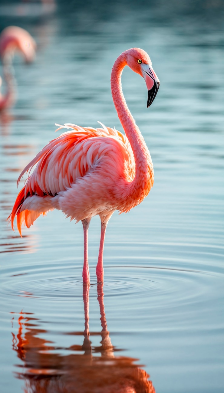 Foto gratuito un primer plano del flamenco en la naturaleza