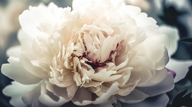Foto gratuita primer plano floreciente flor de peonía blanca ai generativa