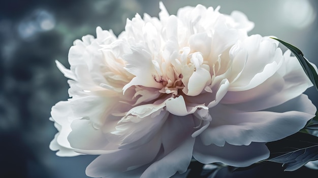 Foto gratuita primer plano floreciente flor de peonía blanca ai generativa