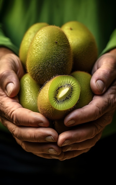 Foto gratuita primer plano de la fruta de temporada del kiwi para el invierno