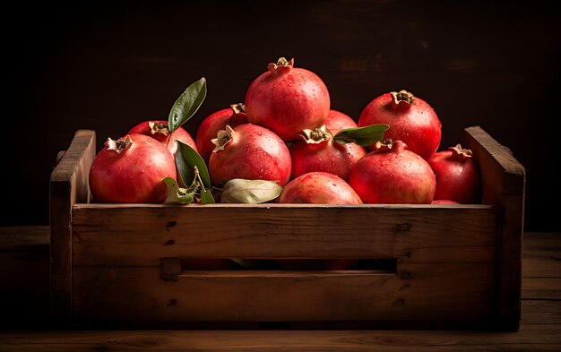 Primer plano de las frutas de temporada de la granada para el invierno