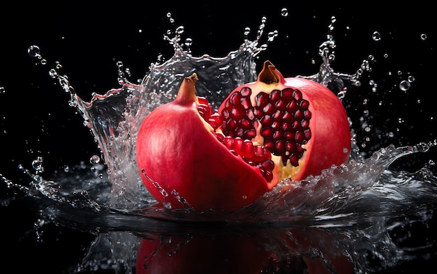 Primer plano de las frutas de temporada de la granada para el invierno