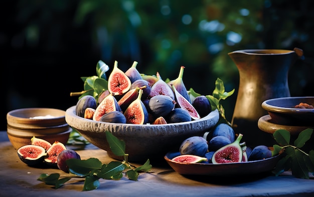 Primer plano de las frutas de la temporada de la higuera para el invierno
