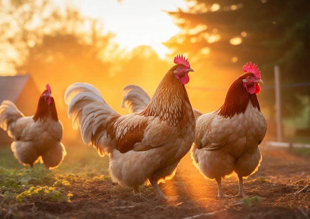 Un primer plano de las gallinas hermosas