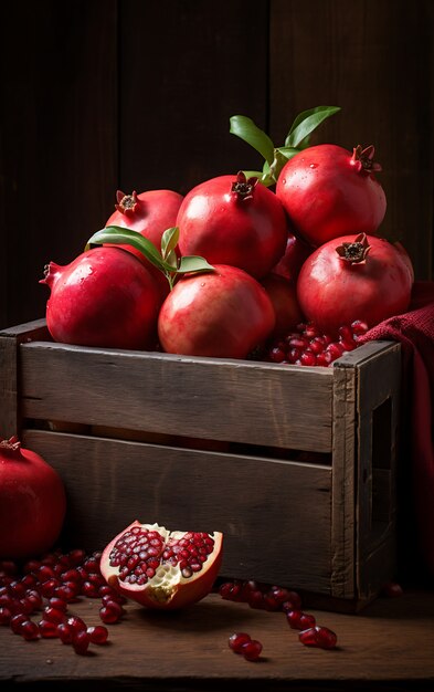 Un primer plano de la granada, una fruta de temporada para el invierno