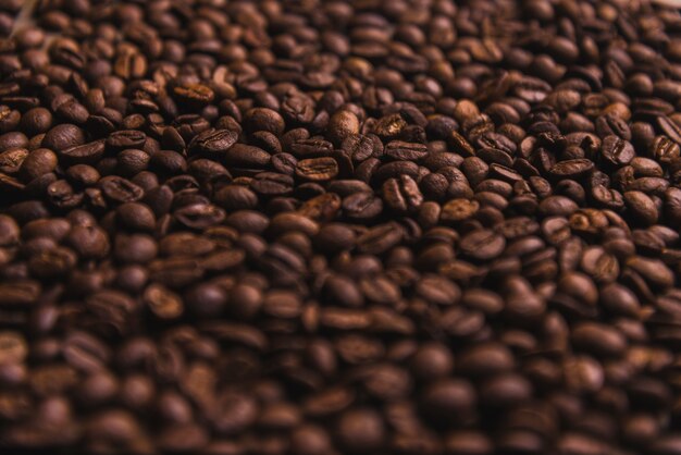 Primer plano de los granos de café
