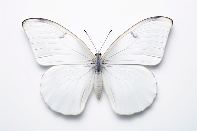 Un primer plano de una hermosa mariposa blanca aislada