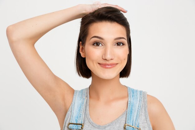 Primer plano de hermosa mujer sonriente